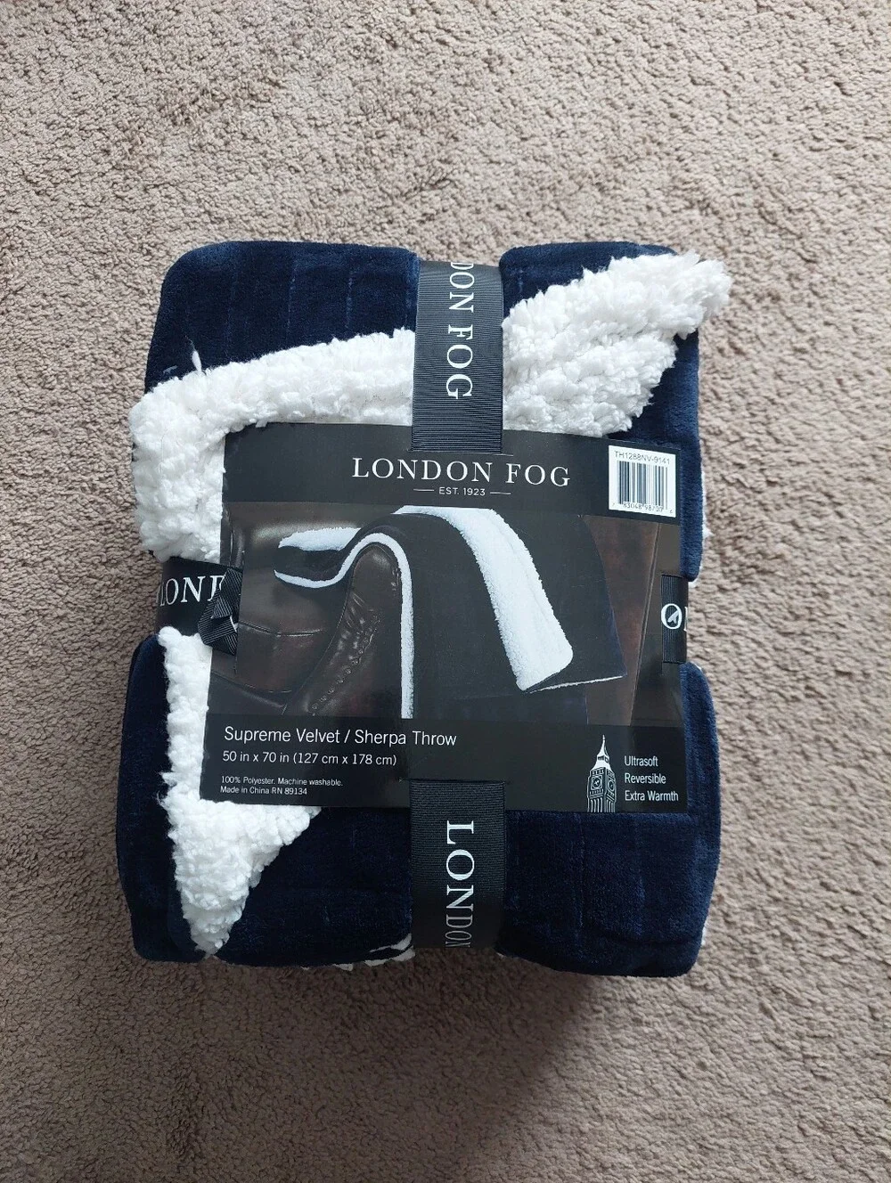 London Fog Ultrasoft Reversible Sherpa Throw Blanket